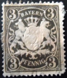 Selo postal da Alemanha Baviera de 1890 Bayern coat of arms 3