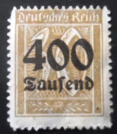 Selo postal Alemanha Reich de 1923 Surcharge 400T on 30pf