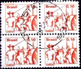 Quadra de selos postais do Brasil de 1977 Carreiro