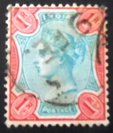 Selo postal da Índia de 1892 Queen Victoria 1 ₹