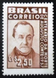 Selo postal do Brasil de 1957 Augusto Comte