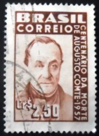 Selo postal do Brasil de 1957 Augusto Conte U