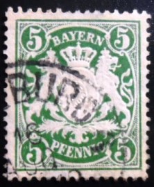 Selo postal da Alemanha Baviera de 1876 Bayern coat of arms 5
