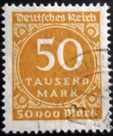 Selo postal da Alemanha Reich de 1923 Value in Circle 50 U a