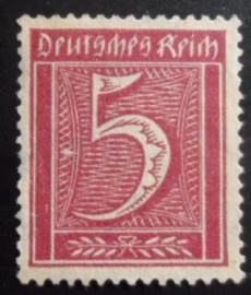 Selo postal da Alemanha Reich de 1922 Numeral 5