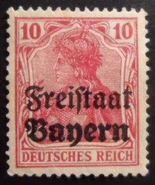 Selo postal da Baviera de 1919 Freistaat on Germania 10
