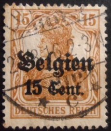 Selo postal da Bélgica de 1916 Germania 15