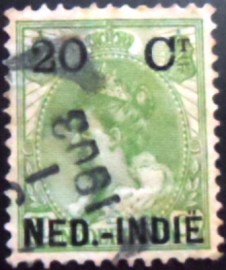 Selo postal Índias Holandesas de 1900 Queen Wilhelmina surcharged 20