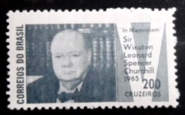Selo postal marmorizados do Brasil de 1965 Sir Winston Churchill