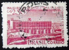 Selo postal do Brasil de 1958 Usina Salto Grande