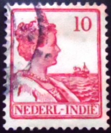 Selo postal Índias Holandesas de 1914 Queen Wilhelmina 10