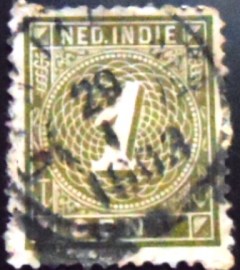 Selo postal Índias Holandesas de 1888 Numeral of Value 1