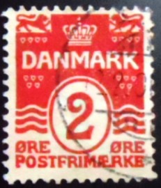 Selo postal da Dinamarca de 1905 Wavy Lines