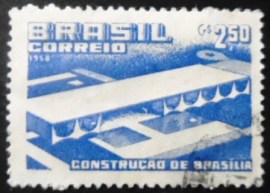 Selo postal do Brasil de 1958 Construção de Brasília