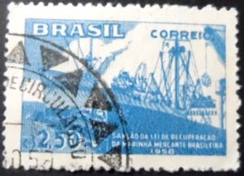 Selo postal do Brasil de 1958 Marinha Mercante