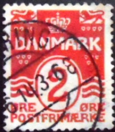 Selo postal da Dinamarca de 1913 Figure Wave type wmk