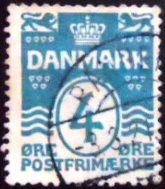 Selo postal da Dinamarca de 1913 Figure Wave type wmk