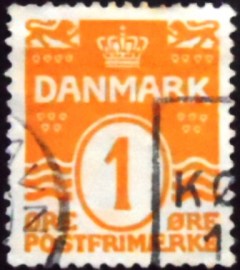 Selo postal da Dinamarca de 1914 Figure Wave type wmk
