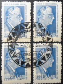 Quadra de selos postais do Brasil de 1958 Giovanni Gronchi