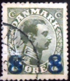 Selo postal da Dinamarca de 1921 King Christian X numeral surcharge