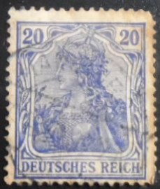 Selo postal da Alemanha Reich de 1906 Germania 20
