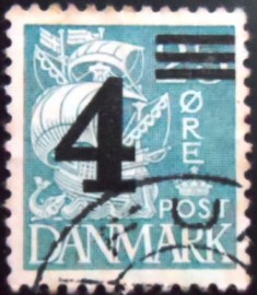 Selo postal da Dinamarca de 1934 Sailship Surcharge