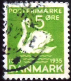 Selo postal da Dinamarca de 1935 Mute Swan