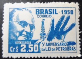 Selo postal do Brasil de 1958 Lei da Petrobrás