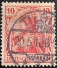 Selo postal da Alemanha Reich de 1911 Germania 10