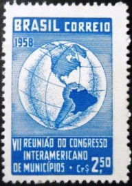 Selo postal do Brasil de 1958 Congresso Municípios