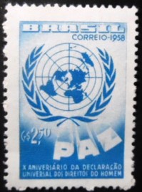 Selo postal do Brasil de 1958 Direitos do Homem