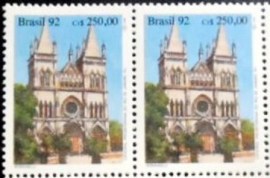 Par de selos postais Brasil de 1992 Catedral Presbiteriana