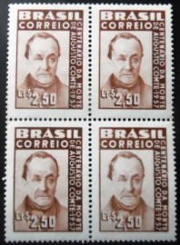 Quadra de selos postais de 1957 Augusto Conte