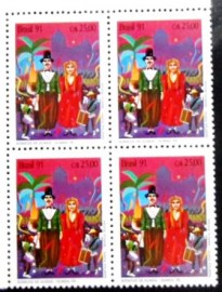 Quadra de selos postais de 1991 Bonecos de Olinda