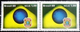 Par de selos postais do Brasil de 1989 Polícia Federal