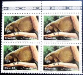 Quadra de selos postais do Brasil de 1988 Ouriço Preto