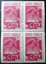 Quadra de selos do Brasil de 1958 Imigração Japonesa N