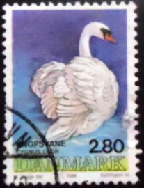 Selo postal da Dinamarca de 1986 Mute Swan