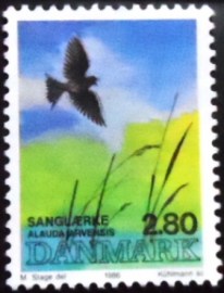 Selo postal da Dinamarca de 1986 Eurasian Skylark