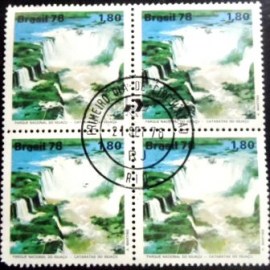 Quadra de selos postais do Brasil de 1978 Cataratas do Iguaçu