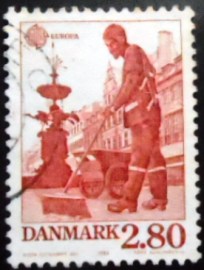 Selo postal da Dinamarca de 1986 Roadsweeper