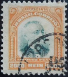 Selo postal oficial de 1906 Afonso Penna 2000 rs