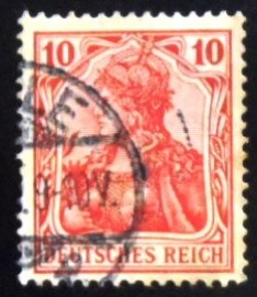 Selo postal da Alemanha Reich de 1905 Germania 10 Ia