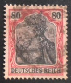 Selo postal da Alemanha Reich de 1915 Germania 80 IIa