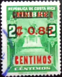 Selo postal da Costa Rica de 1962 Revenue Stamp Surcharged in Red