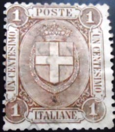 Selo postal da Itália de 1896 Savoy Coat of Arms within an Oval
