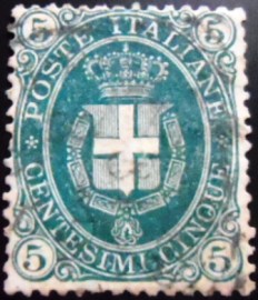 Selo postal da Itália de 1891 Savoy Coat of Arms within an Oval 5