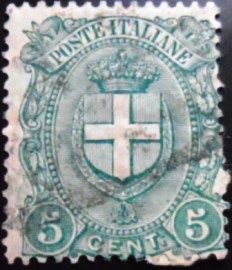 Selo postal da Itália de 1897 Coat of arms of Savoy within an oval 5