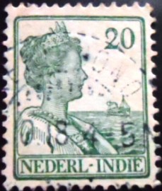 Selo postal Índias Holandesas de 1915 Queen Wilhelmina 20