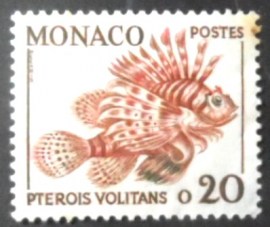 Selo postal de Mônaco de 1960 Red Lionfish